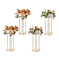 VEVOR 4PCS Gold Metal Column Wedding Flower Stand, 23.6inch /60cm High With Metal Laminate, Vase Geometric Centerpiece Stands, Cylindrical Floral Disp