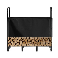 VEVOR Firewood Rack with Waterproof Cover, 1.22m Outdoor Firewood Holder, 1/4 Cord Storage Metal Log Holder, 400lb Max Weight Capacity, Top Covered, P