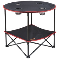 VEVOR Folding Camping Table, Outdoor Portable Side Tables, Lightweight Fold Up Table, 600D Oxford Fabric & Steel Ultra Compact Work Table with Large S
