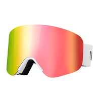 VEVOR Frameless Ski Goggles, Magnet Cylindrical Lens with Pink Revo Coating, OTG Anti fog Snow Goggles for Men Women Youth, TPU Frame & Ventilation St