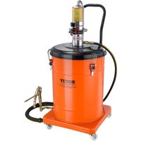 VEVOR Grease Pump, 40L Capacity, Air Operated Grease Pump with 3.88 m High Pressure Hose and Grease Gun, Pneumatic Grease Bucket Pump with Wheels, Por