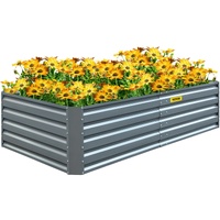 VEVOR Galvanized Raised Garden Bed, 203 x 102 x 48 cm Metal Planter Box, Gray Steel Plant Raised Garden Bed Kit, Planter Boxes Outdoor for Growing Veg