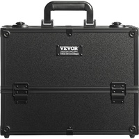 VEVOR Makeup Train Case 370MM Large Portable Cosmetic Case, 6 Tier Trays Professional Makeup Storage Organizer Box Make Up Carrier with Handle And Str