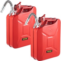 VEVOR Jerry Fuel Can, 20 L Portable Jerry Gas Can with Flexible Spout System, Rustproof ＆ Heat-resistant Steel Fuel Tank for Cars Trucks Equipment, 2P