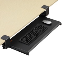 VEVOR Clamp on Keyboard Tray Under Desk, Desk Keyboard Tray Slide out with Sturdy No-drill C Clamp Mount, Large 26.8 x 11 inch Slide-out Computer Draw
