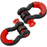 D-Ring Shackle, 2 Pack 19.05 mm Alloy Steel Shackles 28.5 Ton Break Strength with 22 mm Screw Pin, Isolators & Washers Kit, Heavy Duty Off Road Vehicl