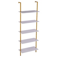 VEVOR Industrial Square Pipe Shelf 5 Tier 64x30x182.5cm Wall-Mount Gold White