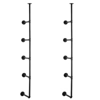 VEVOR Industrial Pipe Shelf, 5 Tier 2PCS, 9.84in Applicable Board Width Wall-Mount Floating Rustic Wood Shelves Bracket Bookshelf,Storage Holder for K