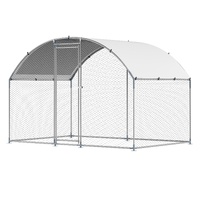 VEVOR Metal Chicken Coop, 9.8x6.5x6.5ft Large Walk-in Chicken Runs with Cover, Doom Roof Hen House Enclosure with Security Lock, Outdoor Duck Rabbit C