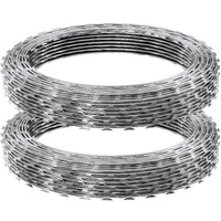 VEVOR Razor Wires, 98 ft Razor Barbed Wire, 2 Rolls Razor Wire Fencing Razor Fence, Razor Ribbon Barbed Wire Galvanized Razor Wire Fence, Rolls Razor 