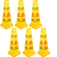 VEVOR 6 Pack Floor Safety Cone, 66.04cm Wet Floor Sign, Yellow Caution Wet Floor Signs 4 Sided, Public Safety Wet Floor Cones Bilingual Wet Sign Floor
