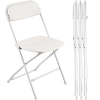 VEVOR 4 Pack Folding Chairs, Foldable Plastic Chairs with Heavy Duty Metal Frame, Portable Folding Card Table Chairs, Stackable Indoor Outdoor Seats f