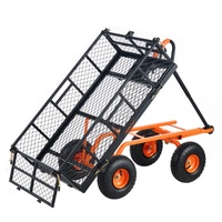 VEVOR Dump Cart, Metal Garden Dump Cart with Easy to Assemble Frame, Dump Wagon with 2-in-1 Convertible Handle, Utility Wheelbarrow 399kg Capacity, 25