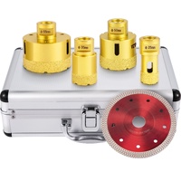 VEVOR Diamond Drill Bits 4PCS Diamond Hole Saw 25/35/50/68mm Tile Hole Saw Kit Vacuum Brazed Diamond Drill Bit 0.59in/15mm Segment Tile Hole Saw w Sto