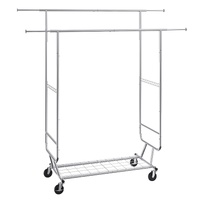 VEVOR Heavy Duty Clothes Rack, Double Hanging Rod Clothing Garment Rack for Hanging Clothes, Adjustable Height and Extendable Length Clothing Rack wit