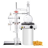 VEVOR Essential Oil Distillation Kit, 500ml Distillation Apparatus, 3.3 Boro Lab Glassware Distillation Kit with 1000W Heating Plate and 24, 40 Joint,