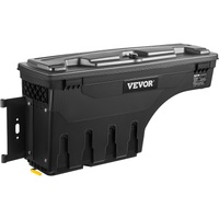 VEVOR Truck Bed Storage Box, Lockable Swing Case with Password Padlock, 6.6 Gal/25 L ABS Wheel Well Tool Box, Waterproof and Durable, Compatible with 