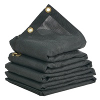 VEVOR Dump Truck Mesh Tarp, 5 x 14 ft, PVC Coated Black Heavy Duty Cover with 5.5" 18oz Double Pocket, Brass Grommets, Reinforced Double Needle Stitch