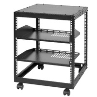 VEVOR 12U Open Frame Server Rack, 15''-40'' Adjustable Depth, Free Standing or Wall Mount Network Server Rack, 4 Post AV Rack with Casters, Holds All 