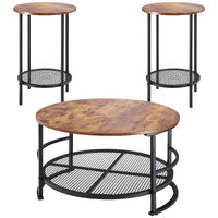VEVOR 3 Pieces Round Coffee Table Set 80 cm with 2 End Tables for Living Room