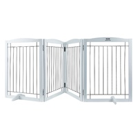 VEVOR Free Standing Dog Gate, 32" H x 96.5" W Freestanding Pet Gate, 4 Panels Foldable Dog Gate for Wide and Narrow Passageways, Expandable Dog Barrie
