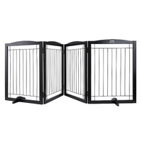 VEVOR Free Standing Dog Gate 32x96.5 inch Freestanding Pet Gate Foldable Brown