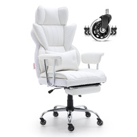 VEVOR Reclining Office Chair with Footrest, Heavy Duty PU Leather Wide Office Chair, Big and Tall Executive Office Chairs with Lumbar Support, Strong 