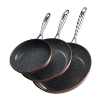 VEVOR Frying Pan Skillet, Aluminum Egg Fry Pans, 3 Piece (200, 270, 300 mm), Nonsitck Ceramic Heavy-Duty Skillets with Heat-Resistant Handle, Chef's C
