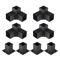 VEVOR Pergola Bracket Kit 4''x4''(inner 3.6''x3.6''), 8pcs (4pcs 3-Way,4pcs Base) Heavy Duty Corner Bracket Woodworks DIY Post Base Kit, Easy Installa