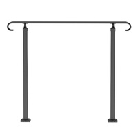VEVOR Handrails for Outdoor Steps, Fit 1-3 Steps Wrought Iron Handrail, Outdoor Stair Railing, Adjustable Front Porch Hand Rail, Black Transitional Ha