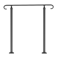 VEVOR Handrails for Outdoor Steps, Fit 1-3 Steps Outdoor Stair Railing, Wrought Iron Handrail, Adjustable Front Porch Hand Rail, Black Transitional Ha