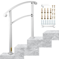 VEVOR 3-Step Handrails for Outdoor Steps Fits 1 or 3 Steps Matte White Stair Rail Wrought Iron Handrail with Installation Kit Hand Rails for Outdoor S