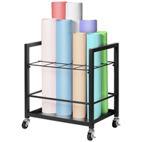 Blueprint Storage Rack, 12 Slots Blueprint Holder with Wheels, Mobile Metal Blueprint Storage Cart for Map Poster Architectural Construction Plan, Rol