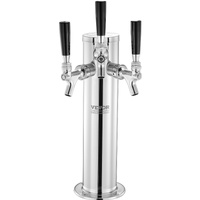 VEVOR Triple Taps Draft Beer Tower Dispenser, Stainless Steel Keg Beer Tower, Kegerator Tower Kit with Pre-Assembled Tubing and Self-Closing Faucet Sh