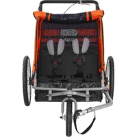 Bike Trailer for Toddlers, Kids, Double Seat, 45 kg Load, 2-In-1 Canopy Carrier Converts to Stroller, Tow Behind Foldable Child Bicycle Trailer with U