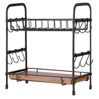 VEVOR 2 Tier Coffee Bar Organizer for Countertop w/ 12 Movable Hooks Mug Holder