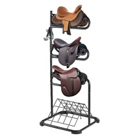 Freestanding Saddle Stand, 30 x 30 x 68.5 in, 3 Tiers Saddle Rack, Heavy Duty Saddle Blanket Holder with Removable & Rotating Tiers, English & Western