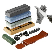 VEVOR Whetstone Knife Sharpening Kit, 2 Dual-Sided Grit Whetstones 400/1000 3000/8000, 10PCS Knife Sharpener Kit with 3 Non-Slip Bases, Angle & Honing