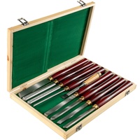 VEVOR Woodworking Lathe Chisel Set 8 Piece Set Lathe Chisel HSS Steel Blades Wood Turning Tools Wooden Case for Storage for Wood Carving Root Carving 