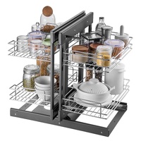VEVOR Min 15"W Opening Blind Corner Pull Out Organizer, 2 Tier 4 Shelf Kitchen Cabinet Organizer, Chrome Carbon Steel Storage Basket, Slide Out Storag