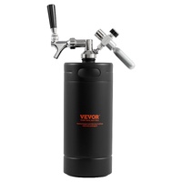 VEVOR Beer Growler Tap System, 4L Mini Keg, 304 Stainless Steel Pressurized Beer Growler, Keg Growler with Pressure Display, CO2 Regulator Faucet, Lea