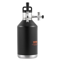 VEVOR Beer Growler Tap System, 4L Mini Keg, 304 Stainless Steel Pressurized Beer Growler, Keg Growler with Pressure Display, CO2 Regulator Faucet, Lea