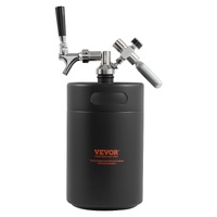 VEVOR Beer Growler Tap System, 5L Mini Keg, 304 Stainless Steel Pressurized Beer Growler, Keg Growler with Pressure Display, CO2 Regulator Faucet, Lea