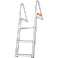 VEVOR Dock Ladder, Removable 3 Steps, 159 kg Load Capacity, Aluminum Alloy Pontoon Boat Ladder with 101.6 mm Wide Step & Nonslip Rubber Mat, Easy to I