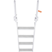 VEVOR Dock Ladder Flip Up 4 Steps, 159 kg Load Capacity, Aluminum Pontoon Boat Ladder with 4" Wide Step & Nonslip Mat,Swimm Step Ladder for Ship/Lake/