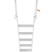 VEVOR Dock Ladder Flip Up 5 Steps, 350lbs Load Capacity, Aluminum Pontoon Boat Ladder with 4" Wide Step & Nonslip Rubber Mat,Swimm Step Ladder for Shi