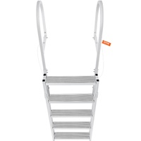 VEVOR Dock Ladder, Retractable 5 Steps, 350 lbs Load Capacity, Aluminum Alloy Pontoon Boat Ladder with 66.9''-78.9'' Adjustable Height, 4'' Wide Step 