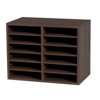 VEVOR Wood Literature Organizer Adjustable File Sorter 12 Compartments Brown