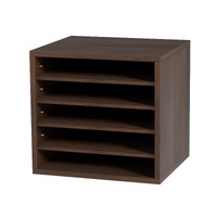 VEVOR Wood Literature Organizer Adjustable File Sorter 5 Compartments Brown