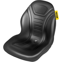 VEVOR Universal Lawn Tractor Seat Replacement, Compact High Back Mower Seat, Black Vinyl Forklift Seat, Central Drain Hole Skid Steer Seat with Mounti